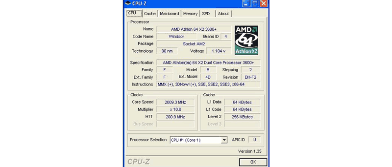 CPU-Z - Athlon 64 X2 3600+