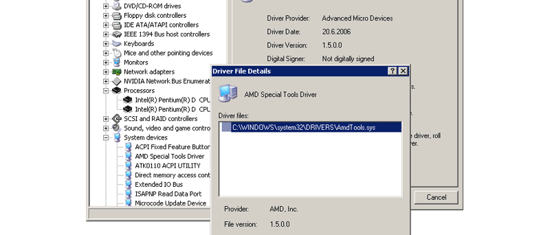 AMD Special Tools Driver ve správci zařízení