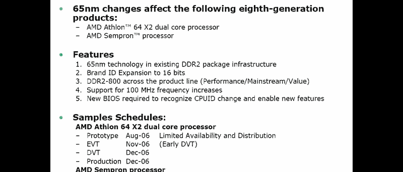 Detaily o 65nm AMD procesorech
