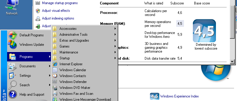 Windows Vista Pre-RC1 - vzhled starších Windows