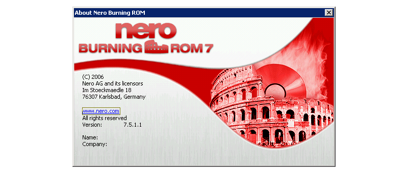 Nero Burning ROM 7.5.1.1 splash screen