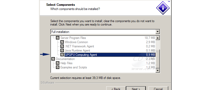 SiSoft Sandra 2009 - instalované součásti - GPGPU Agent