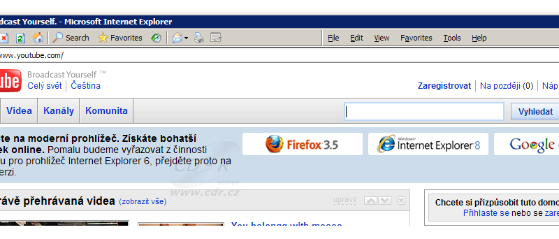 YouTube hodlá ukončit podporu IE6