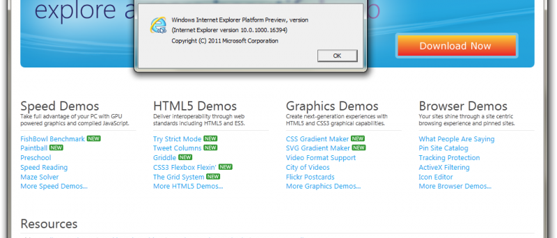 Internet Explorer 10 Platform Preview 1