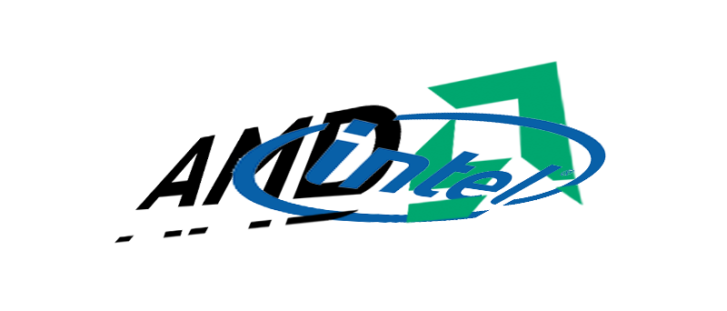 Intel logo krájí AMD logo