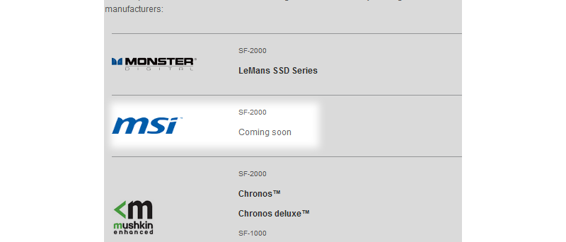 SandForce Driven SSD - MSI