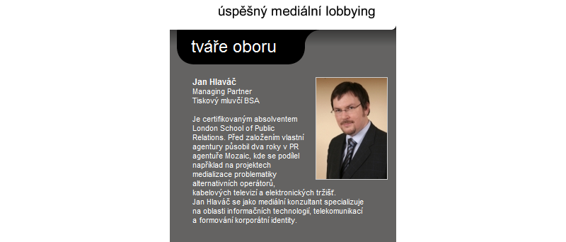 Výřez webu společnosti Mediakom - Jan Hlaváč