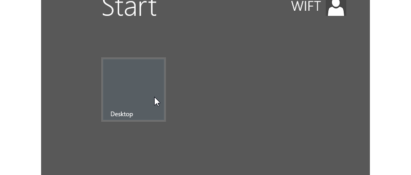 Windows 8 - obrazovka Start pouze s ikonou Desktop