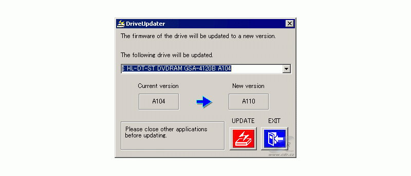 Obr: Doměření LG GSA-4120B s DVD-RAM a DVD+R DL