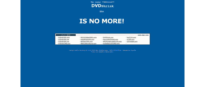 DVDShrink site is NO MORE (screenshot)