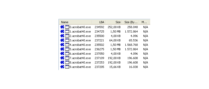 IsoBuster 2.2 show fragment file