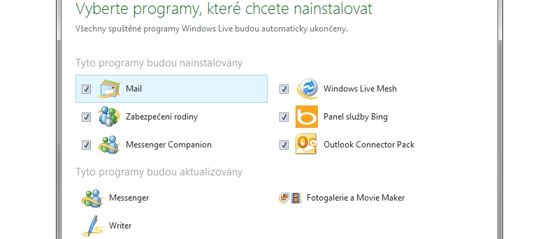 Microsoft Windows Live Essentials 2011 CZ instalace
