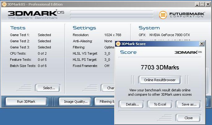 GeForce 7800 GTX v 3DMarku 2005