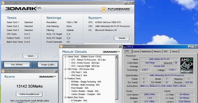 GeForce 7800GTX SLI 3D Mark 2005 score