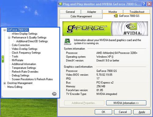 GeForce 7800 GS ve ForceWare
