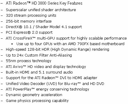 Radeon HD 3800 parametry