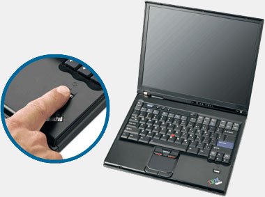 Čtečka otisku prstů u notebooku IBM ThinkPad T42