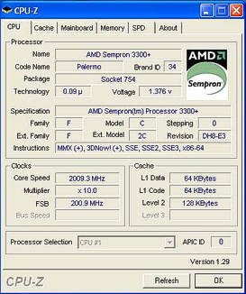 CPU-Z: x64 Sempron 3300+