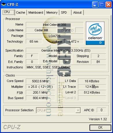 Přetaktování na 5 GHz - výpis z CPU-Z