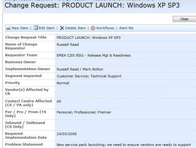 Product Launch: Windows XP SP3