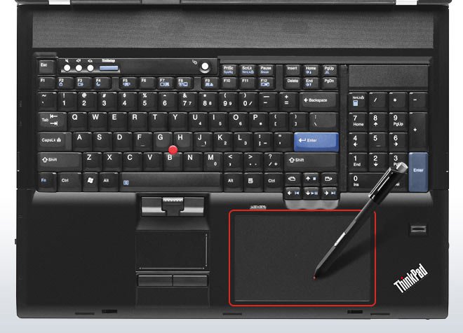 Lenovo ThinkPad W701 - klávesnice, touchpad a tablet