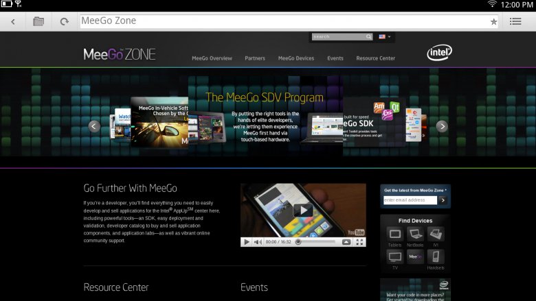 Intel Tablet User Experience - MeeGoZONE v prohlížeči