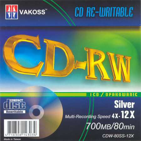 CD-RW VAKOSS Silver CDW-80SS 12X - zepředu