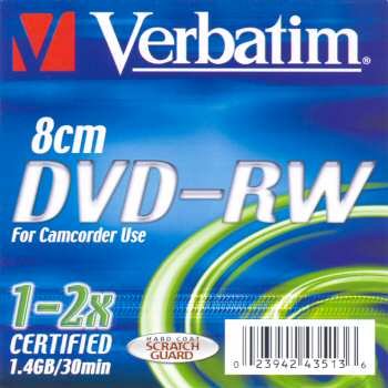 DVD-RW Verbatim 8cm For Camcoder Use Scratch Guard - zepředu