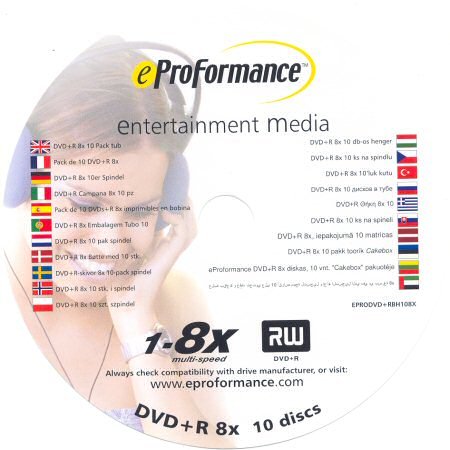 DVD+R eProFormance entertainment media - zepředu