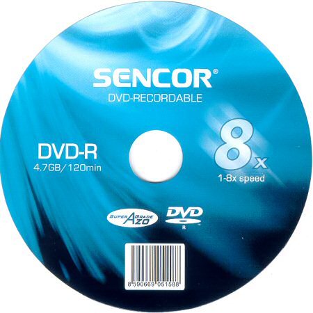 DVD-R 8× Sencor cake front