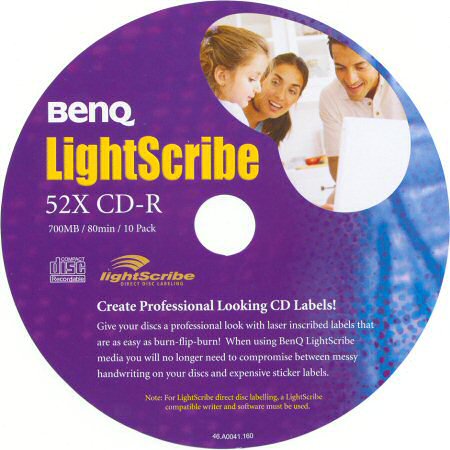 CD-R BenQ LightScribe - zepředu
