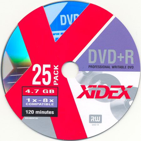 DVD+R XIDEX Part No.: 737260-25 - zepředu