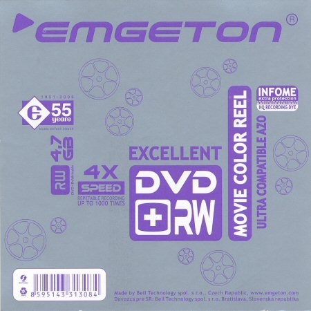 DVD+RW emgeton Excelent movie color reel - zepředu