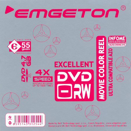 DVD-RW emgeton Excelent movie color reel - zepředu