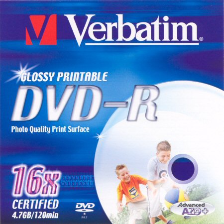 DVD-R Verbatim Glossy Printable Advanced AZO - zepředu