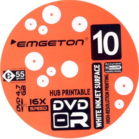 DVD-R emgeton HUB printable AccuCORE - zepředu