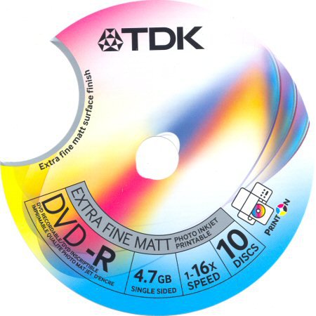 DVD-R TDK Extra fine matt Printon - zepředu