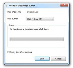 Windows 7 - Disc image burner