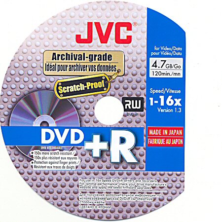 DVD+R JVC Archival-grade Scratch-Proof - zepředu