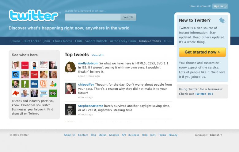 Twitter - návrh nové homepage