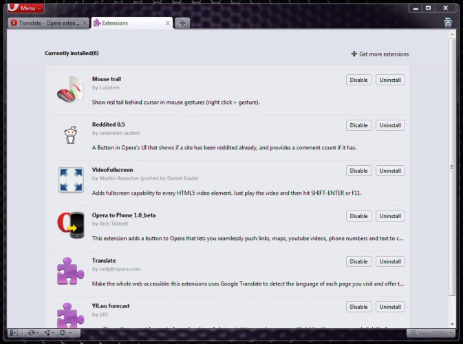 Opera 11 - plugin manager