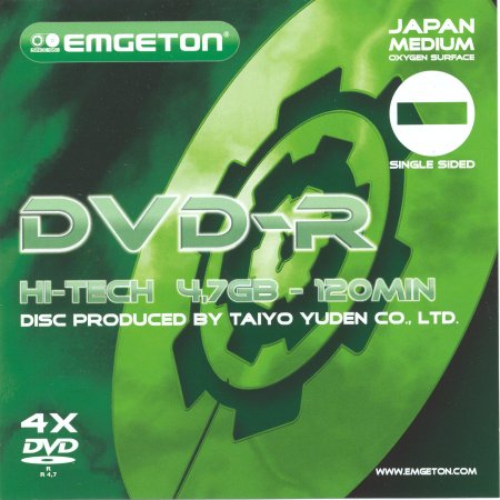 DVD-R 4× emgeton Taiyo produced front