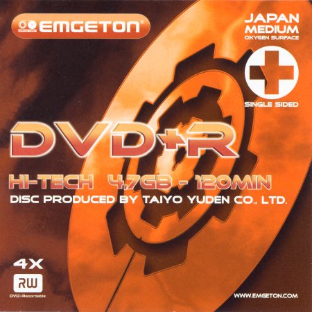 DVD+R emgeton HI-TECH PRODUCED BY TAIYO YUDEN - zepředu