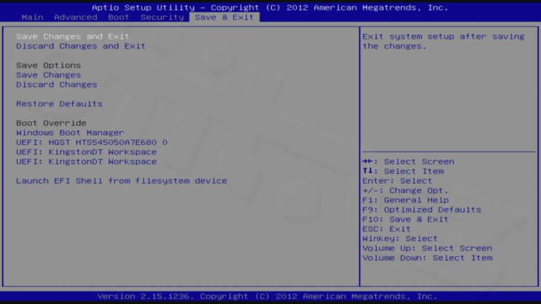 ASUS Transformer Book T100 - Setup - Save & Exit