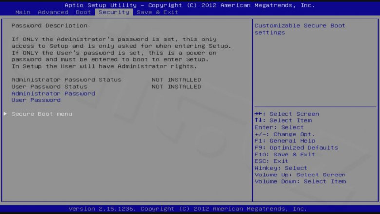 ASUS Transformer Book T100 - Setup - Security