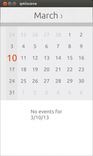 Ubuntu QML aplikace - calendar