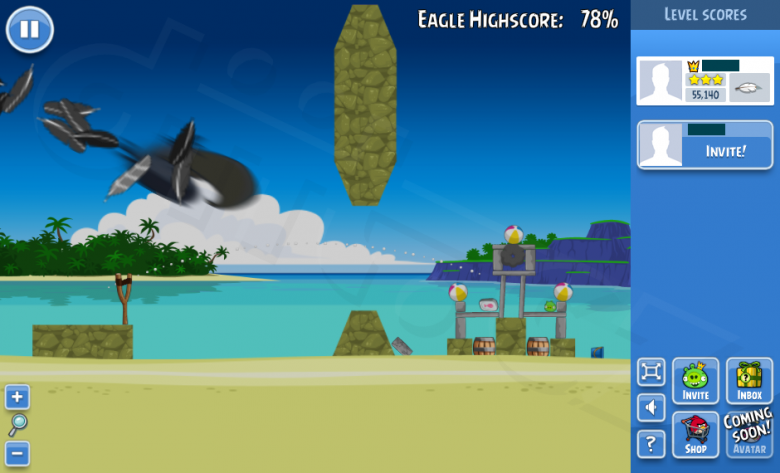 Angry Birds na Facebooku - Level epizody Surf and Turf - Mighty Eagle