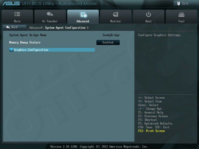 ASUS ASUS P8Z77 WS - Setup -Advanced Mode - Advanced - System Agent Configuration ASUS ASUS P8Z77 WS - Setup -Advanced Mode - Advanced - System Agent Configuration
