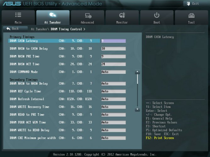 ASUS ASUS P8Z77 WS - Setup -Advanced Mode - AI Tweaker - DRAM Control (1) ASUS ASUS P8Z77 WS - Setup -Advanced Mode - AI Tweaker - DRAM Control (1)