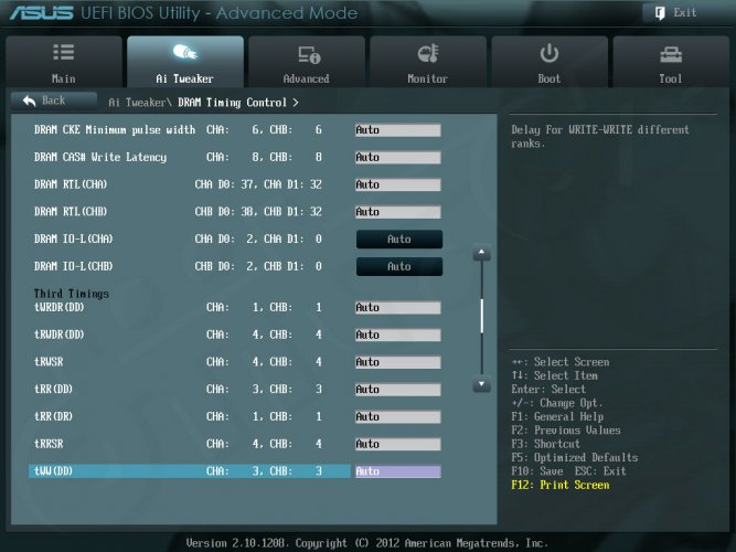 ASUS ASUS P8Z77 WS - Setup -Advanced Mode - AI Tweaker - DRAM Control (2) ASUS ASUS P8Z77 WS - Setup -Advanced Mode - AI Tweaker - DRAM Control (2)